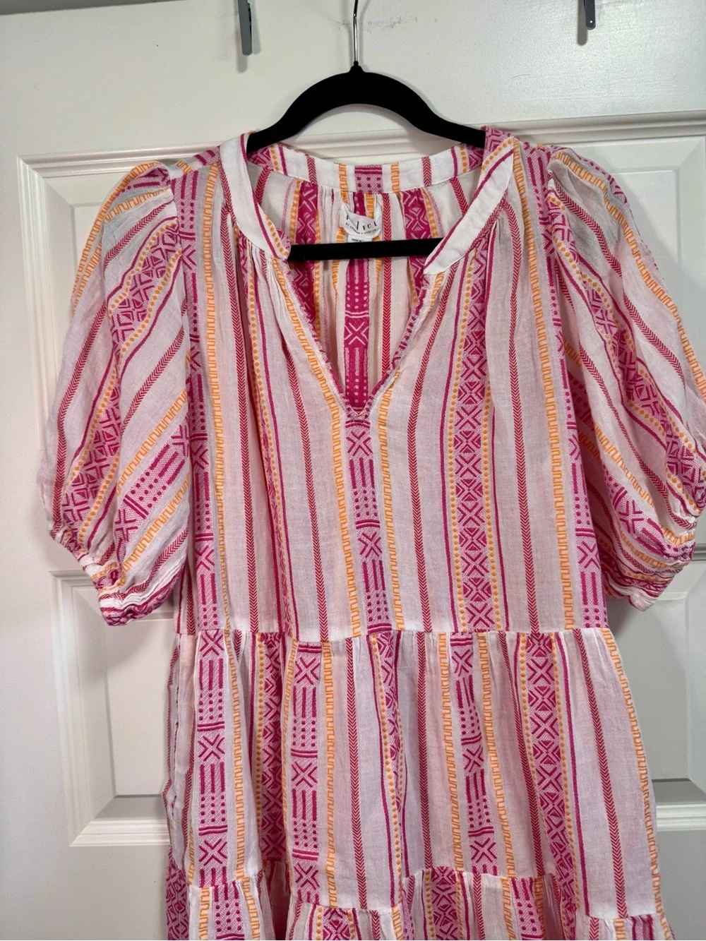 Velvet by Graham & Spencer Pink and Orange Striped Midi Dress